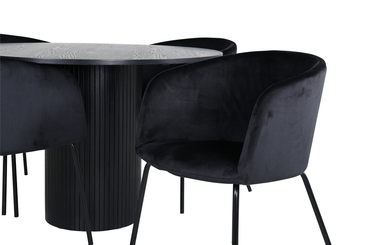 Venture Design Berit & Bianca Matstolar Svart + Runda Matbord ⌀110 Svart