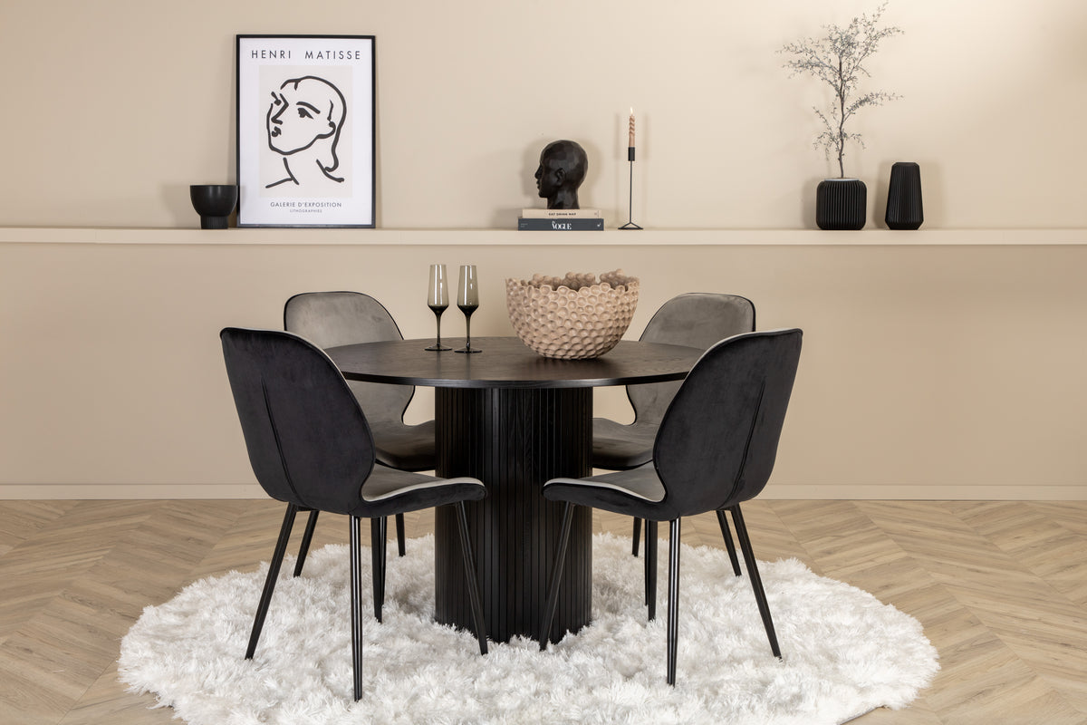 Venture Design Emma & Bianca Matstolar Grå + Matbord ⌀110