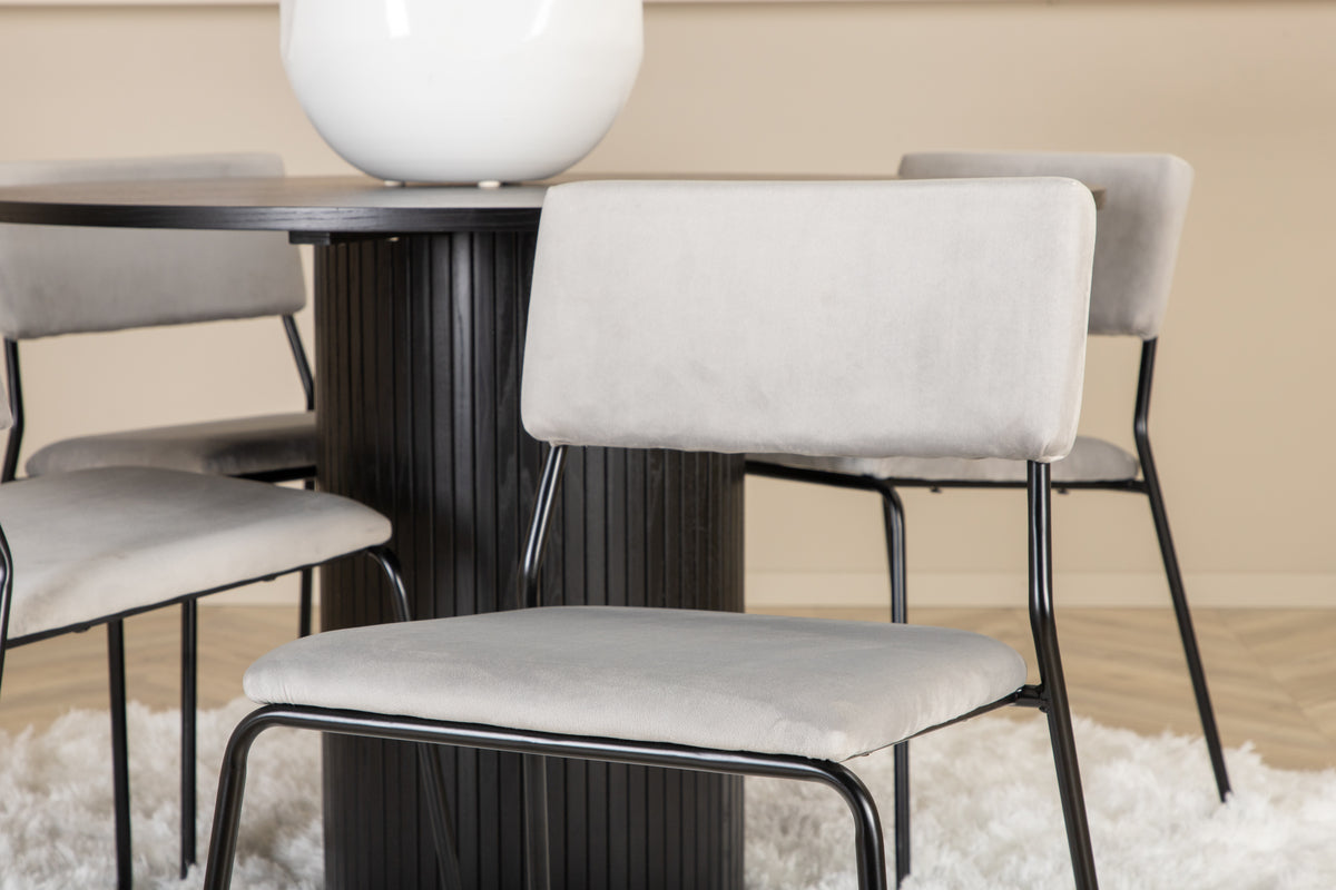 Venture Design Kenth & Bianca Matstolar 2-pack Grå + Runda Matbord ⌀110 Svart