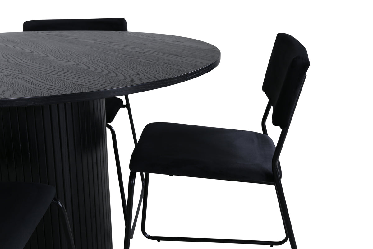 Venture Design Kenth & Bianca Matstolar Svart + Matbord ⌀110