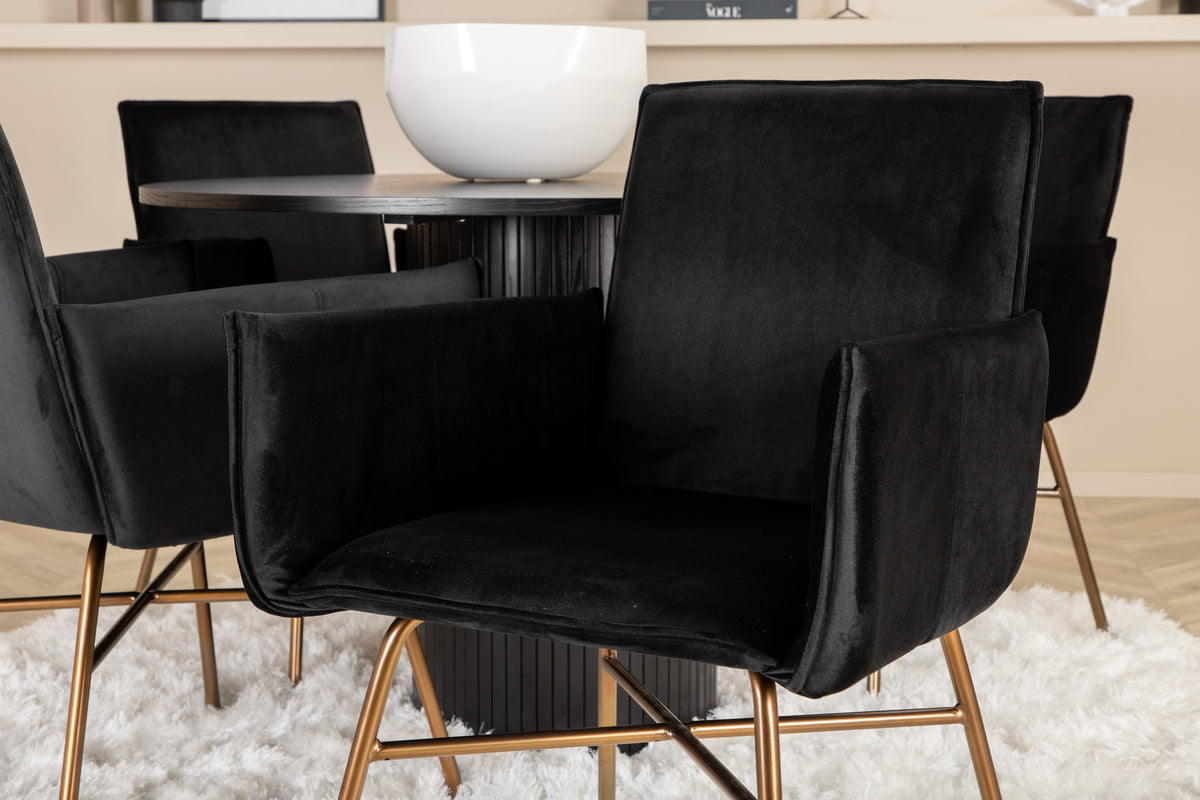 Venture Design Petra & Bianca Matstolar Svart + Runda Matbord ⌀110 Svart
