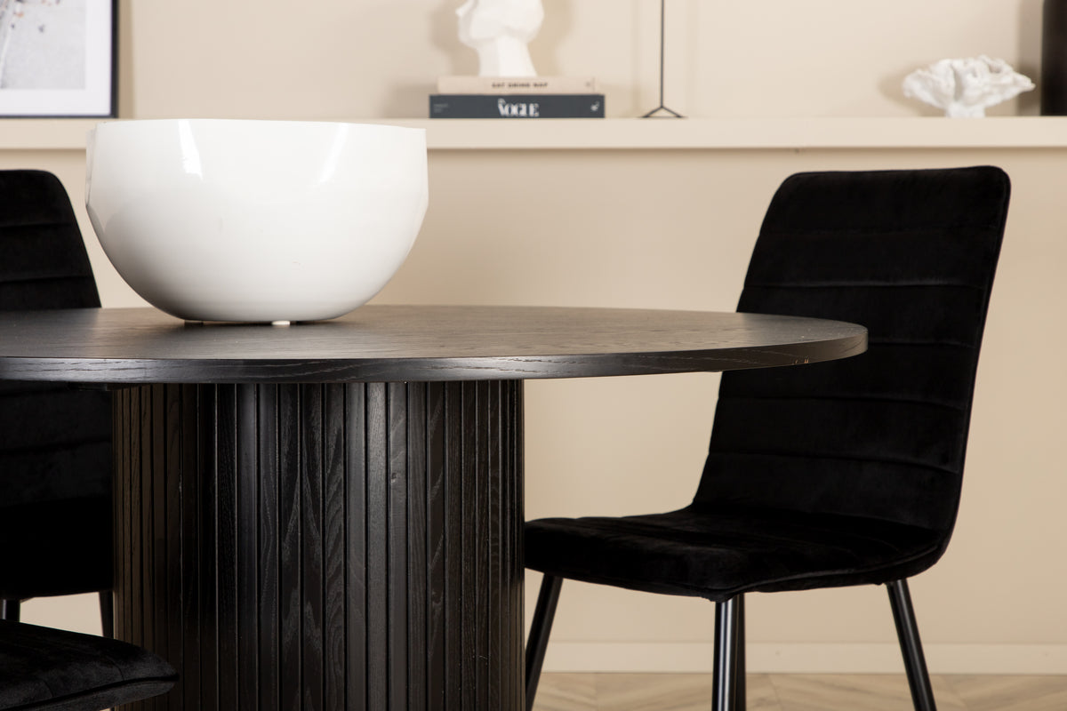Venture Design Bianca & Windu Matbord ⌀110 + Matstolar Svart