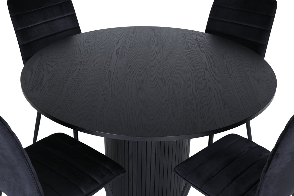 Venture Design Bianca & Windu Matbord ⌀110 + Matstolar Svart