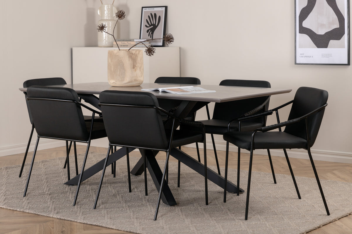 Venture Design Tvist & Piazza Matstolar Svart + Matbord 90x180