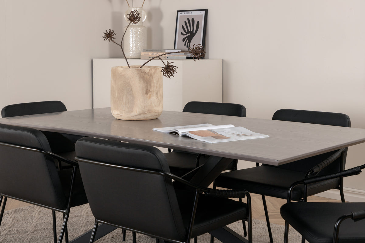 Venture Design Tvist & Piazza Matstolar Svart + Matbord 90x180