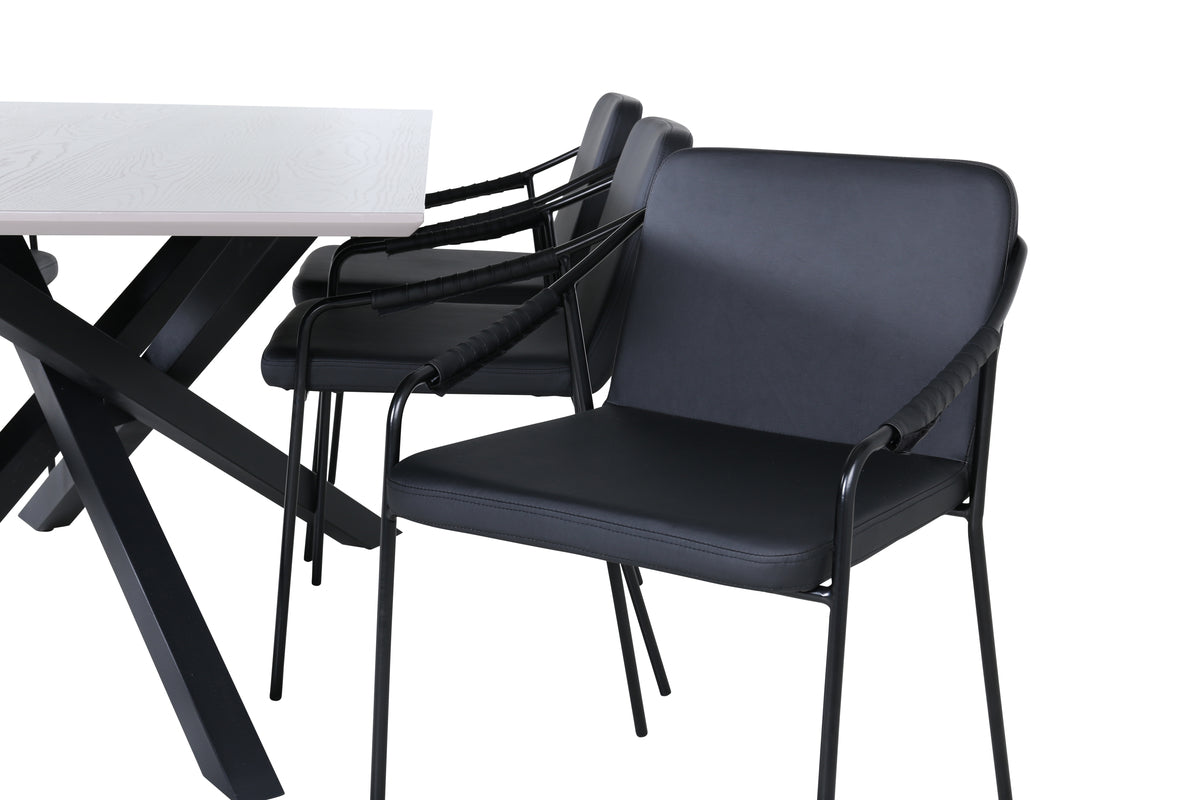 Venture Design Tvist & Piazza Matstolar Svart + Matbord 90x180