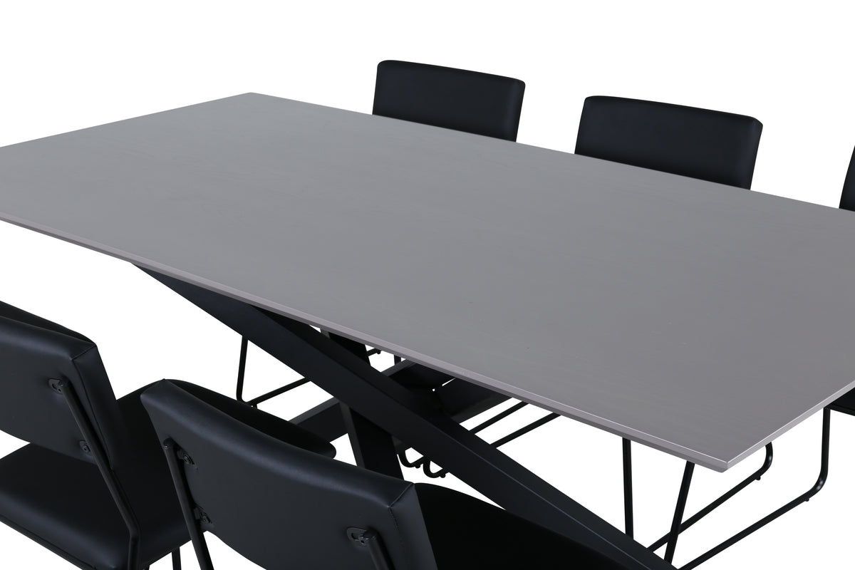 Venture Design Kenth & Piazza Matstolar Svart + Matbord 90x180