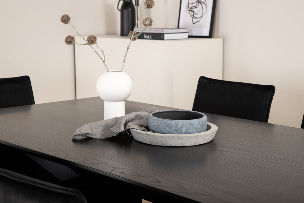 Venture Design Petra & Piazza Matstolar Svart + Rektangulära Matbord 180 x 90 Svart
