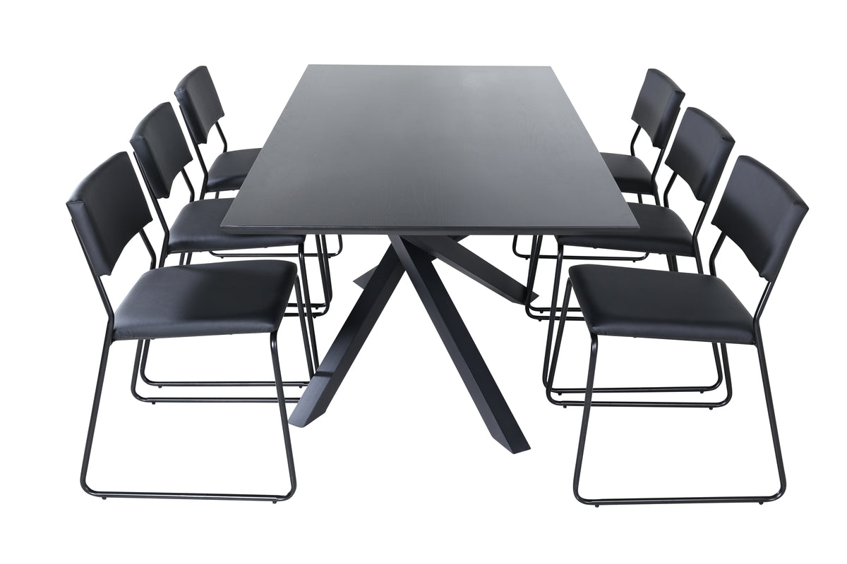 Venture Design Kenth & Piazza Matstolar Svart + Matbord 90x180