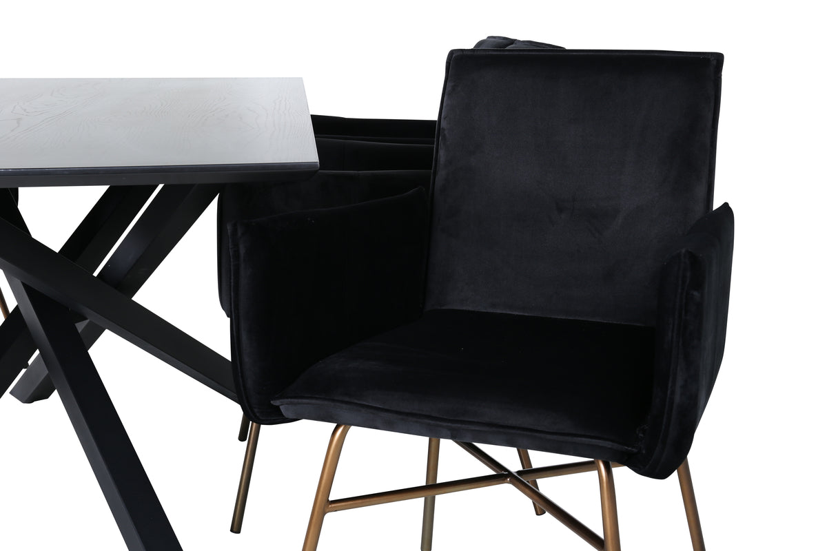 Venture Design Petra & Piazza Matstolar Svart + Rektangulära Matbord 180 x 90 Svart