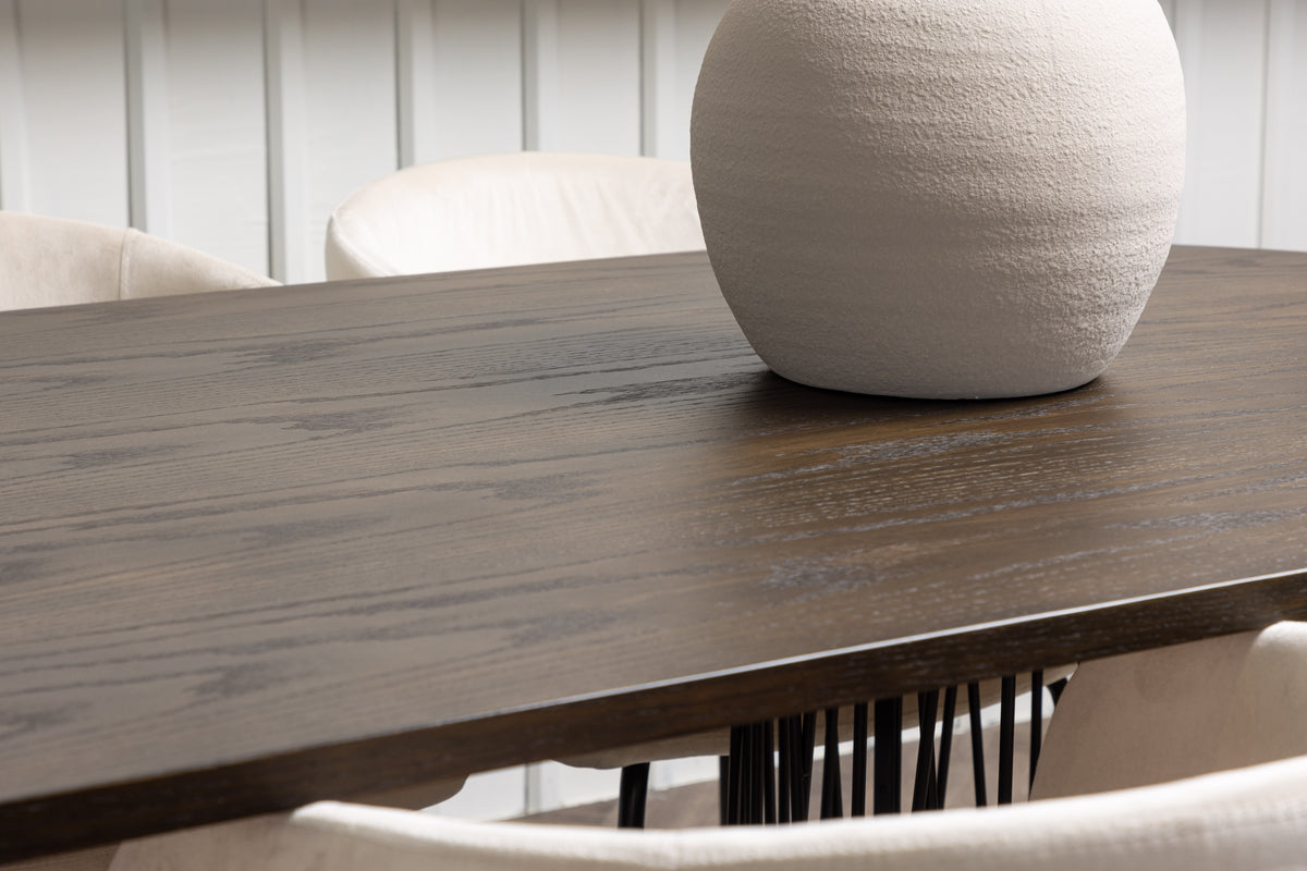 Venture Design Berit & Stone Matstolar Beige + Ovala Matbord 220 x 100 Mocka