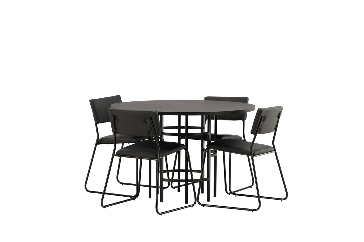 Venture Design Kenth & Copenhagen Matstolar 2-pack Svart + Runda Matbord ⌀115 Svart