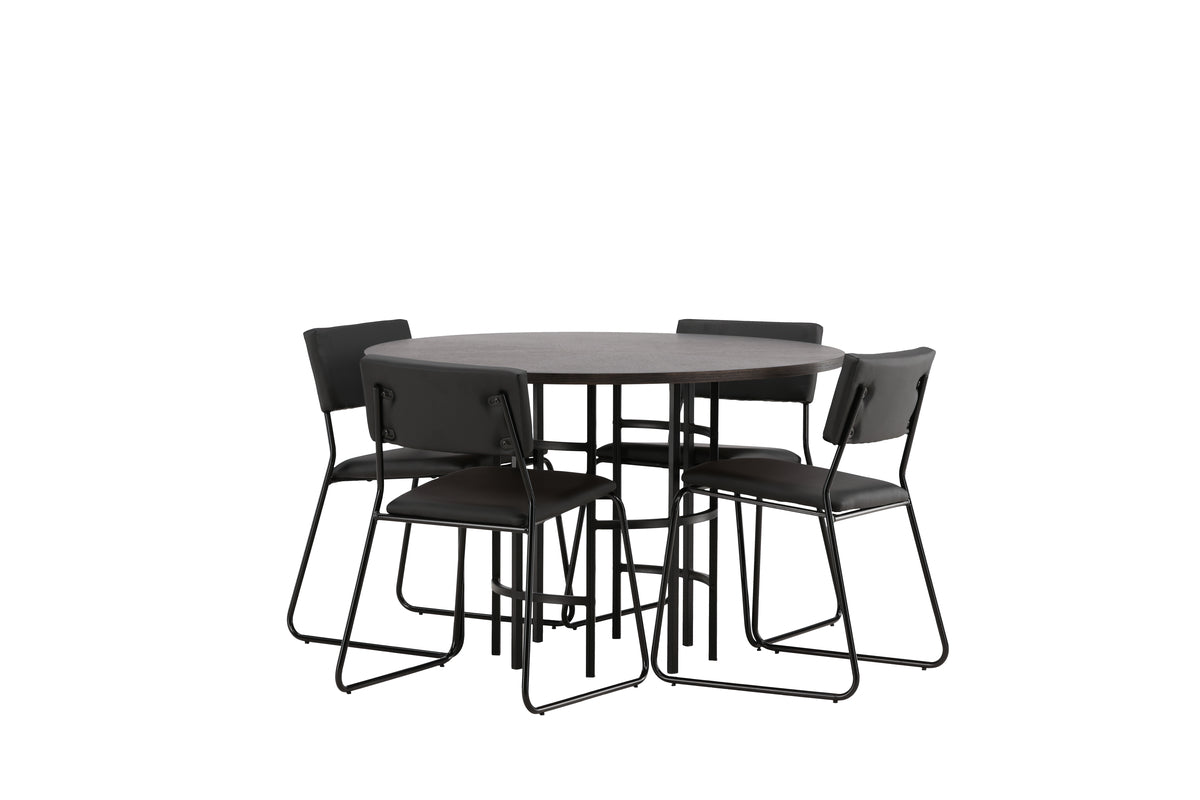 Venture Design Kenth & Copenhagen Matstolar 2-pack Svart + Runda Matbord ⌀115 Mocka