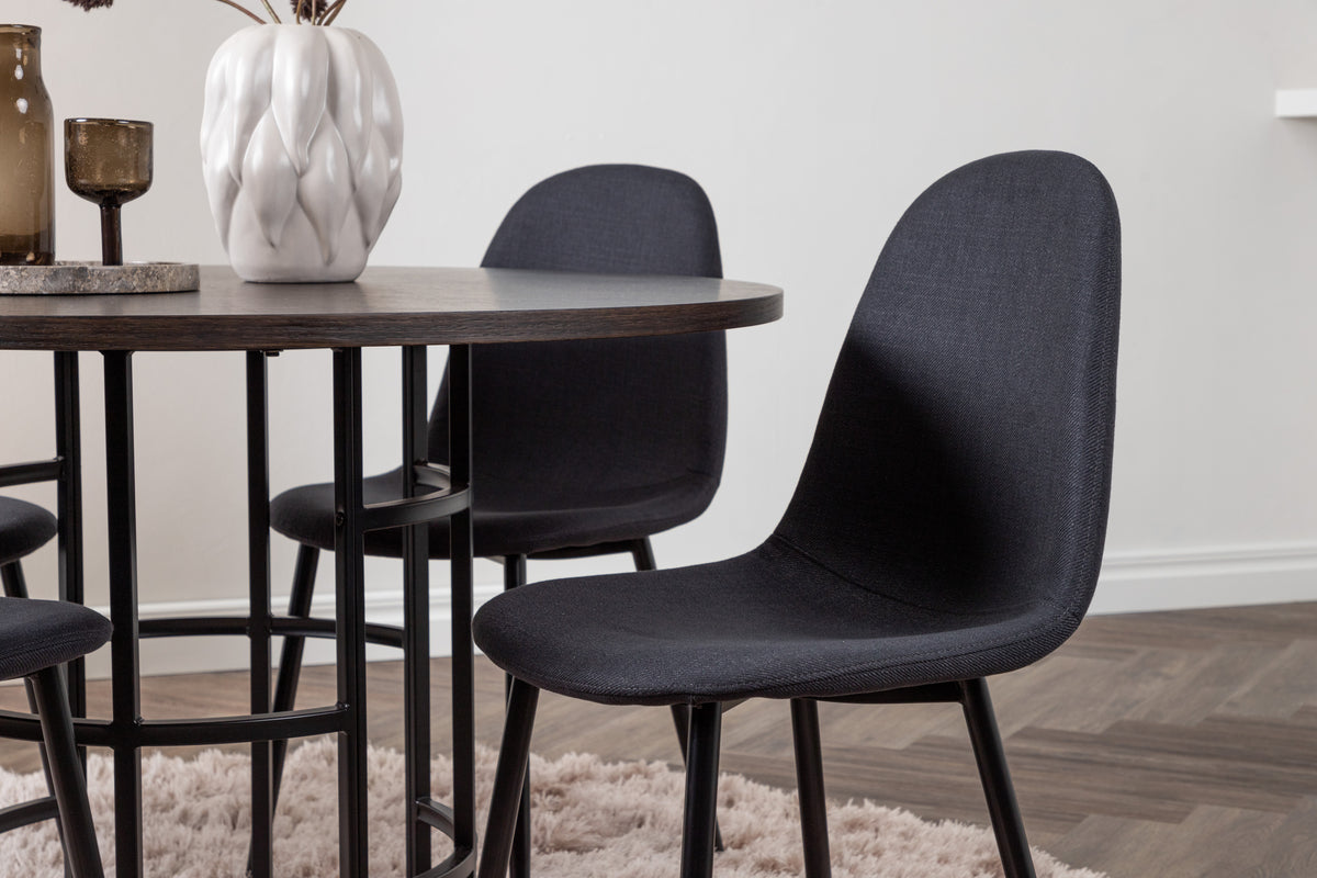 Venture Design Polar & Copenhagen Matstolar 2-pack Svart + Runda Matbord ⌀115 Mocka
