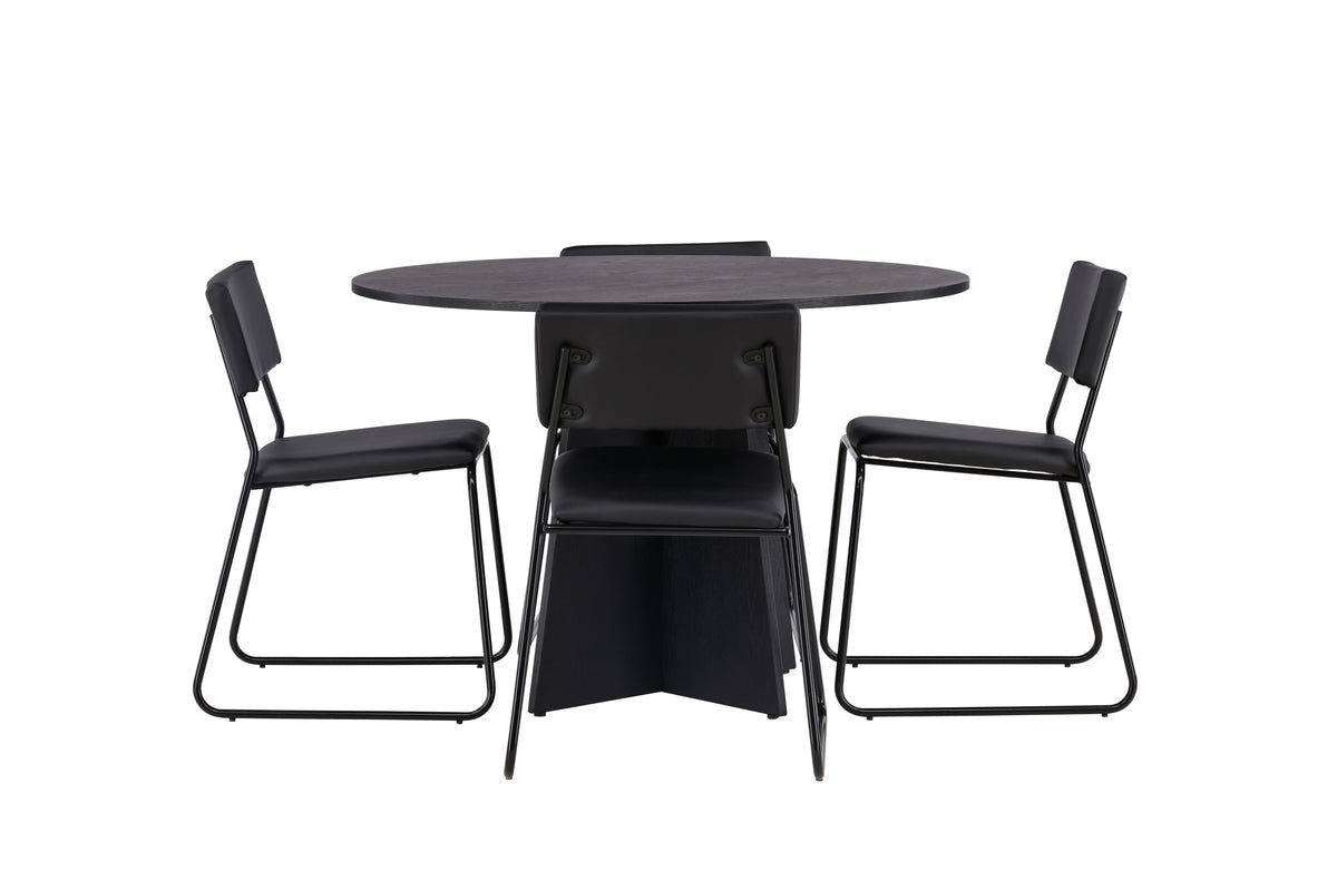 Venture Design Kenth & Bootcut Matstolar 2-pack Svart + Runda Matbord ⌀110 Svart