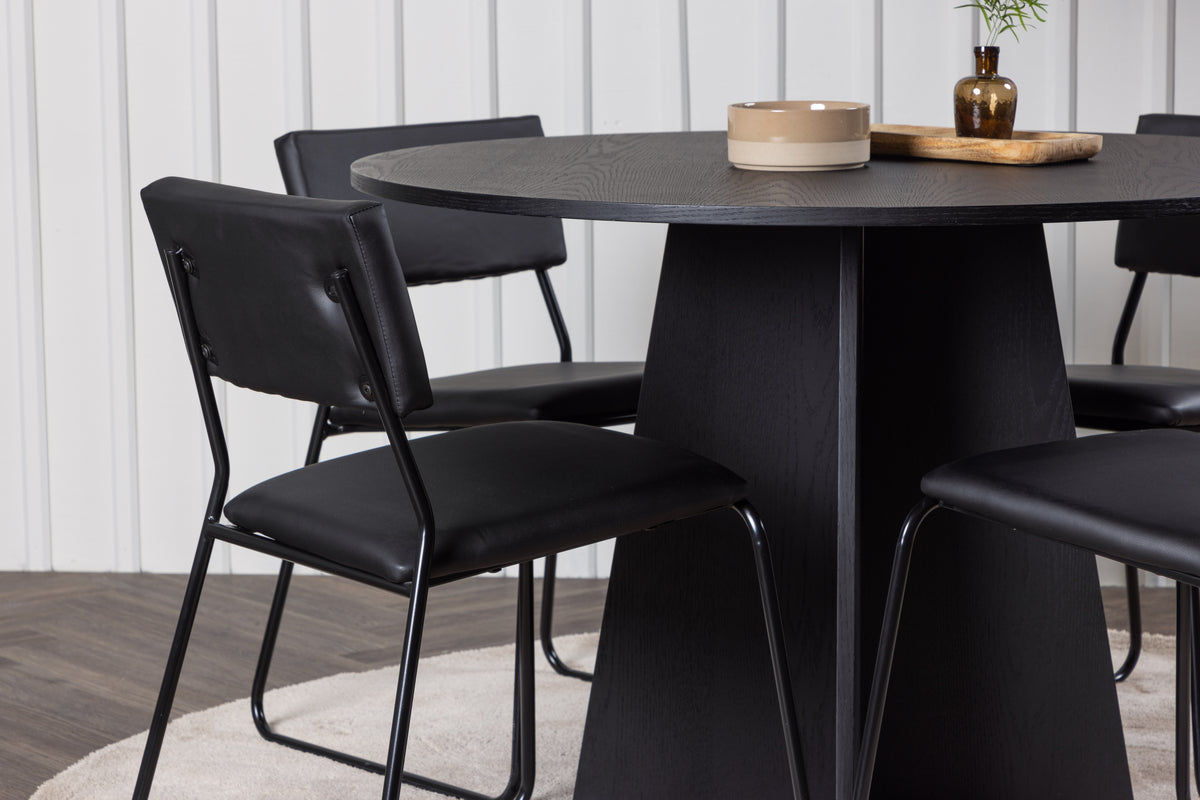 Venture Design Kenth & Bootcut Matstolar 2-pack Svart + Runda Matbord ⌀110 Svart