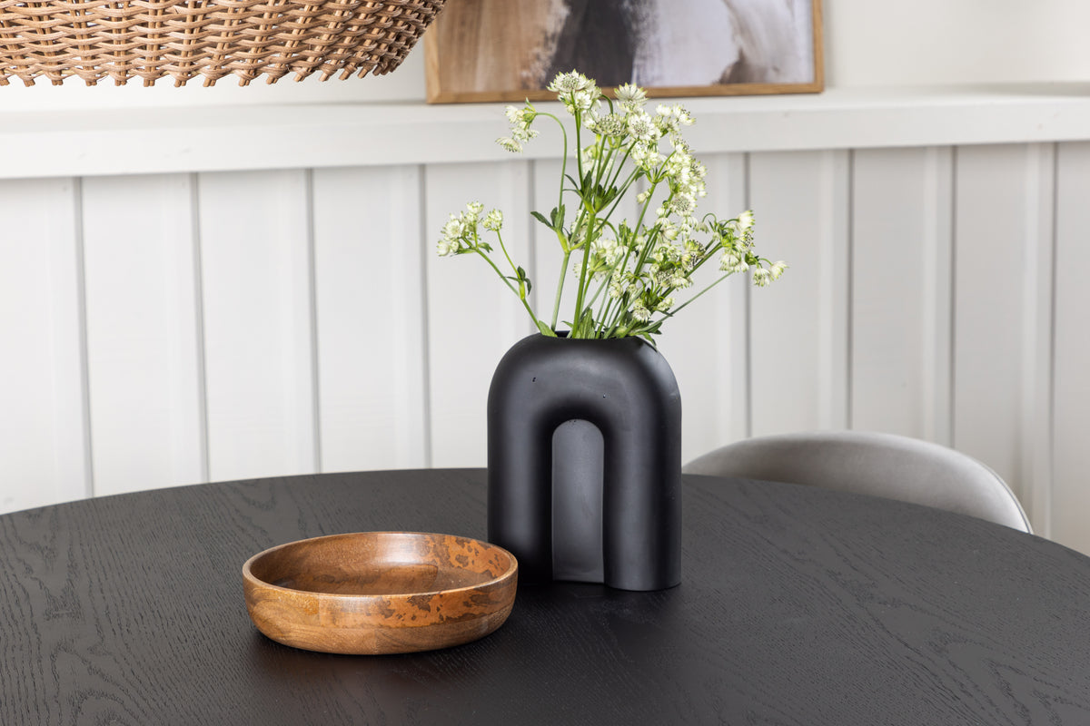 Venture Design Velvet & Bootcut Matstolar 2-pack Grå + Runda Matbord ⌀110 Svart