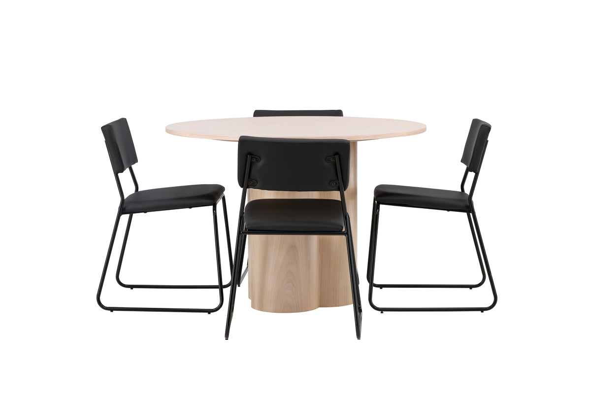 Venture Design Kenth & Olivia Matstolar 2-pack Svart + Runda Matbord ⌀110 Vitputsad
