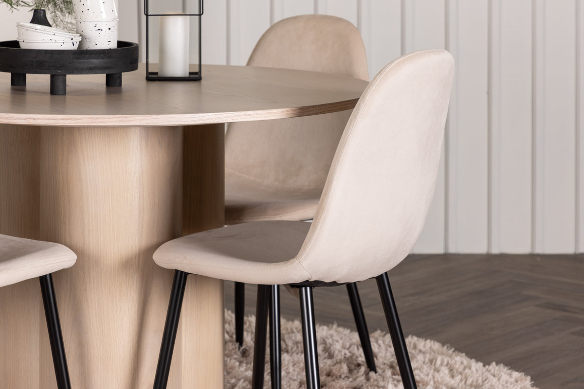 Venture Design Polar & Olivia Matstolar 2-pack Beige + Runda Matbord ⌀110 Vitputsad