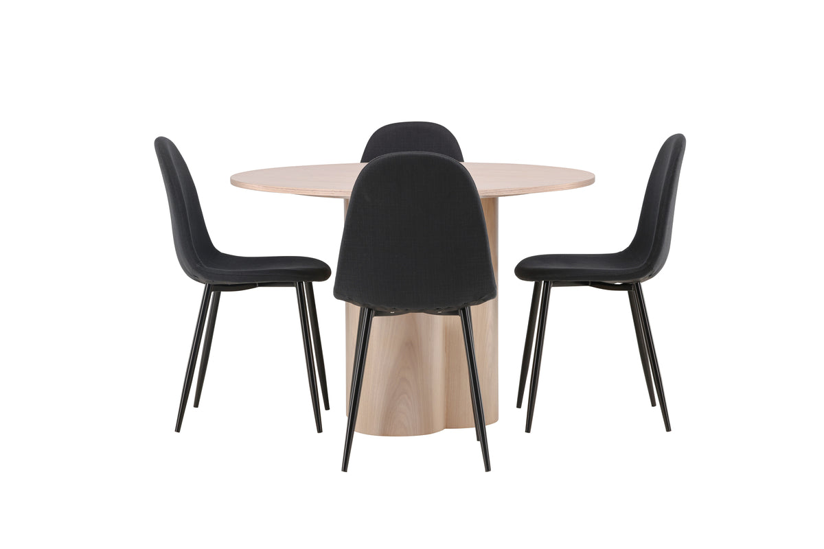 Venture Design Polar & Olivia Matstolar 2-pack Svart + Runda Matbord ⌀110 Vitputsad