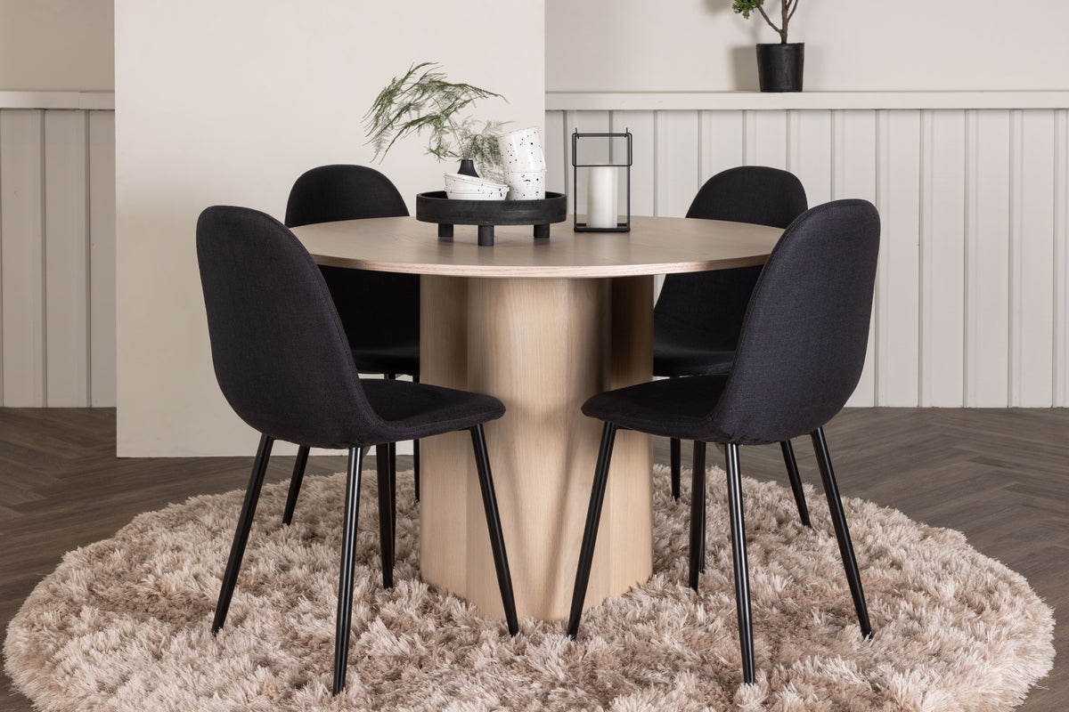 Venture Design Polar & Olivia Matstolar 2-pack Svart + Runda Matbord ⌀110 Vitputsad
