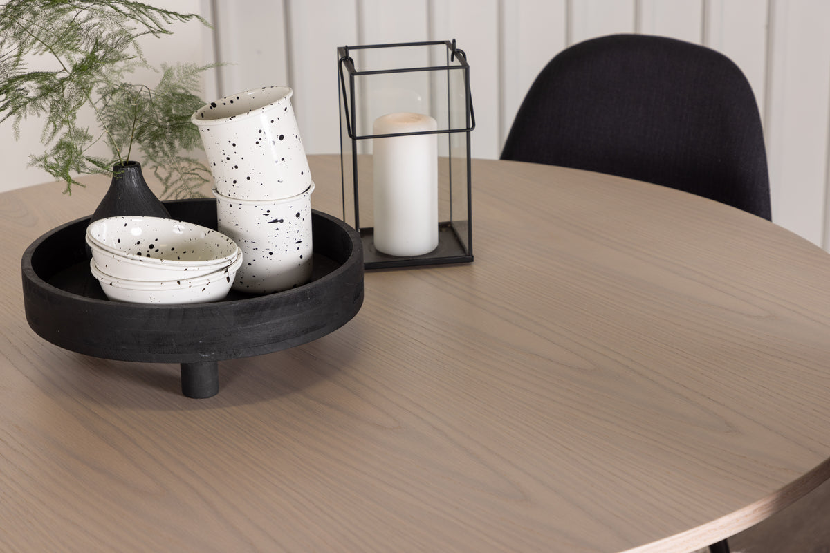 Venture Design Polar & Olivia Matstolar 2-pack Svart + Runda Matbord ⌀110 Vitputsad