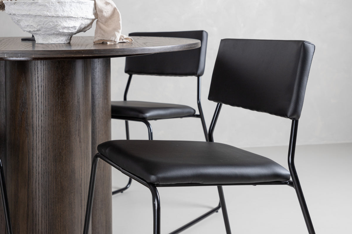 Venture Design Kenth & Olivia Matstolar 2-pack Svart + Runda Matbord ⌀110 Mocka