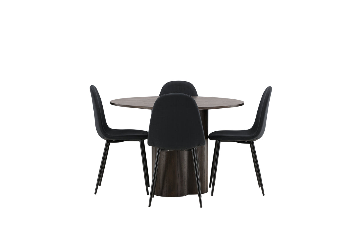 Venture Design Polar & Olivia Matstolar 2-pack Svart + Runda Matbord ⌀110 Mocka