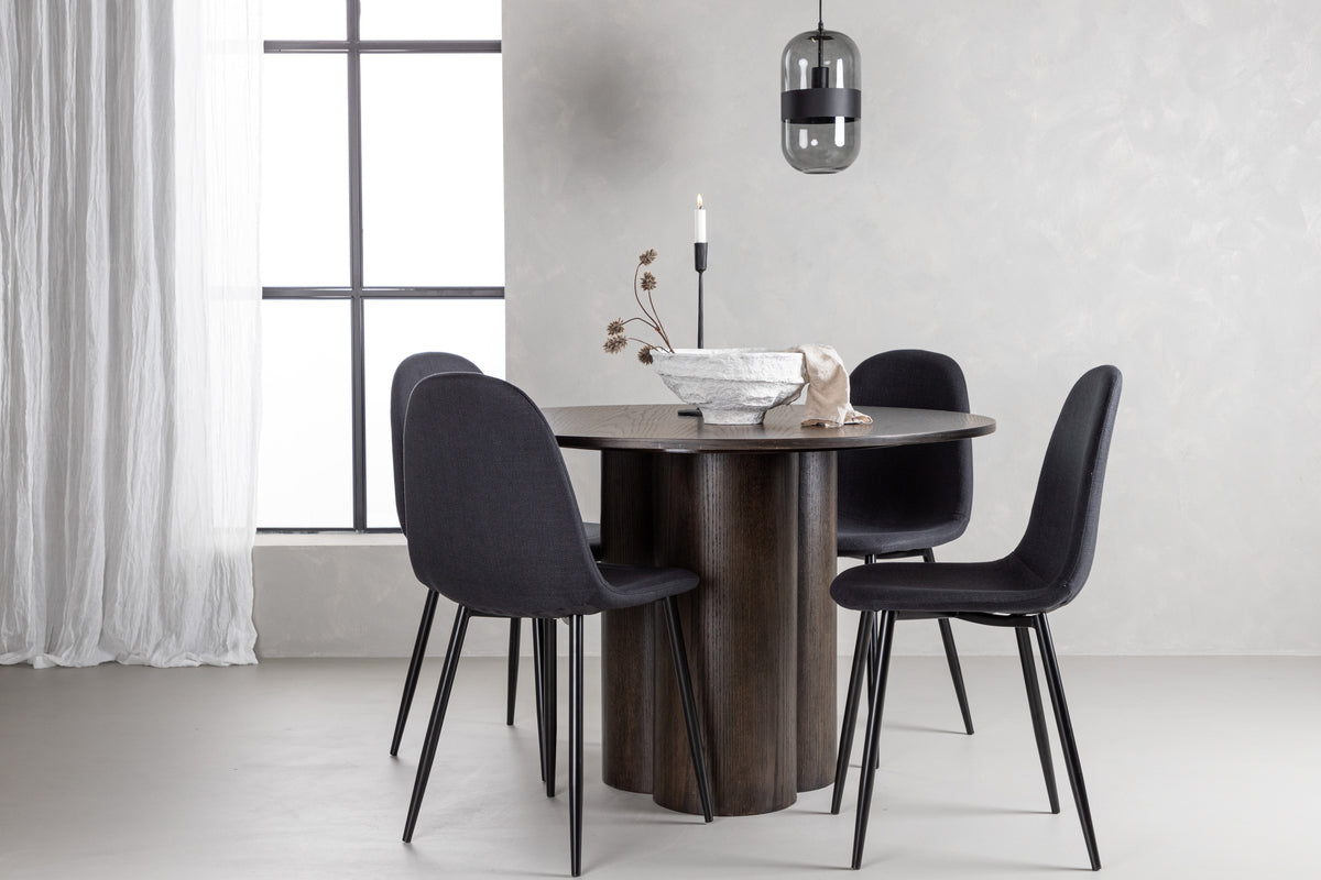 Venture Design Polar & Olivia Matstolar 2-pack Svart + Runda Matbord ⌀110 Mocka