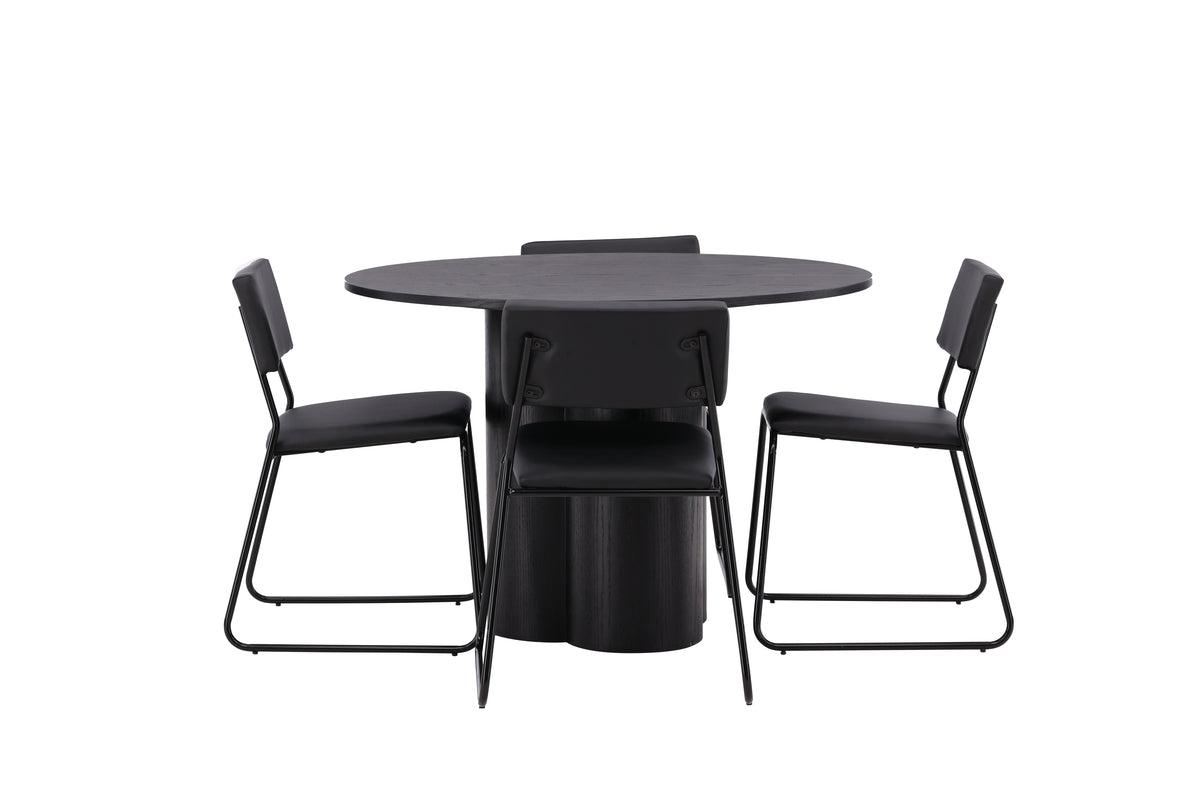 Venture Design Kenth & Olivia Matstolar 2-pack Svart + Runda Matbord ⌀110 Svart
