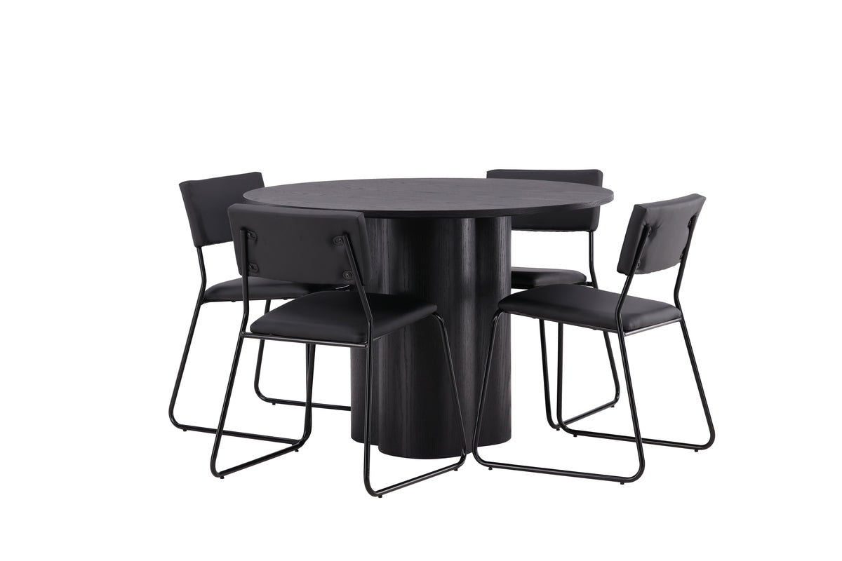 Venture Design Kenth & Olivia Matstolar 2-pack Svart + Runda Matbord ⌀110 Svart