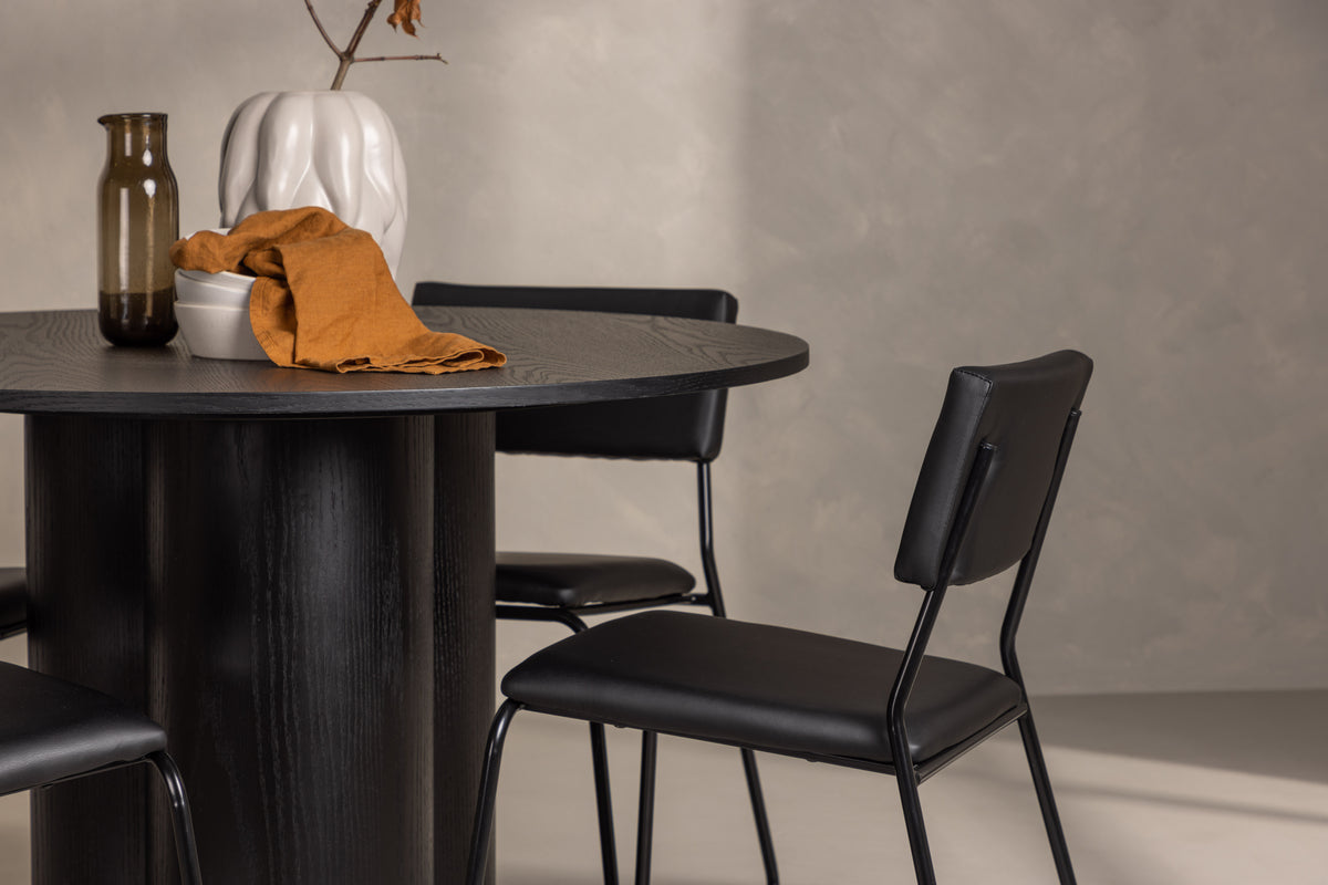 Venture Design Kenth & Olivia Matstolar 2-pack Svart + Runda Matbord ⌀110 Svart