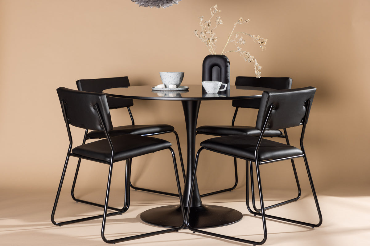 Venture Design Kenth & Glade Matstolar 2-pack Svart + Runda Matbord ⌀100 Svart