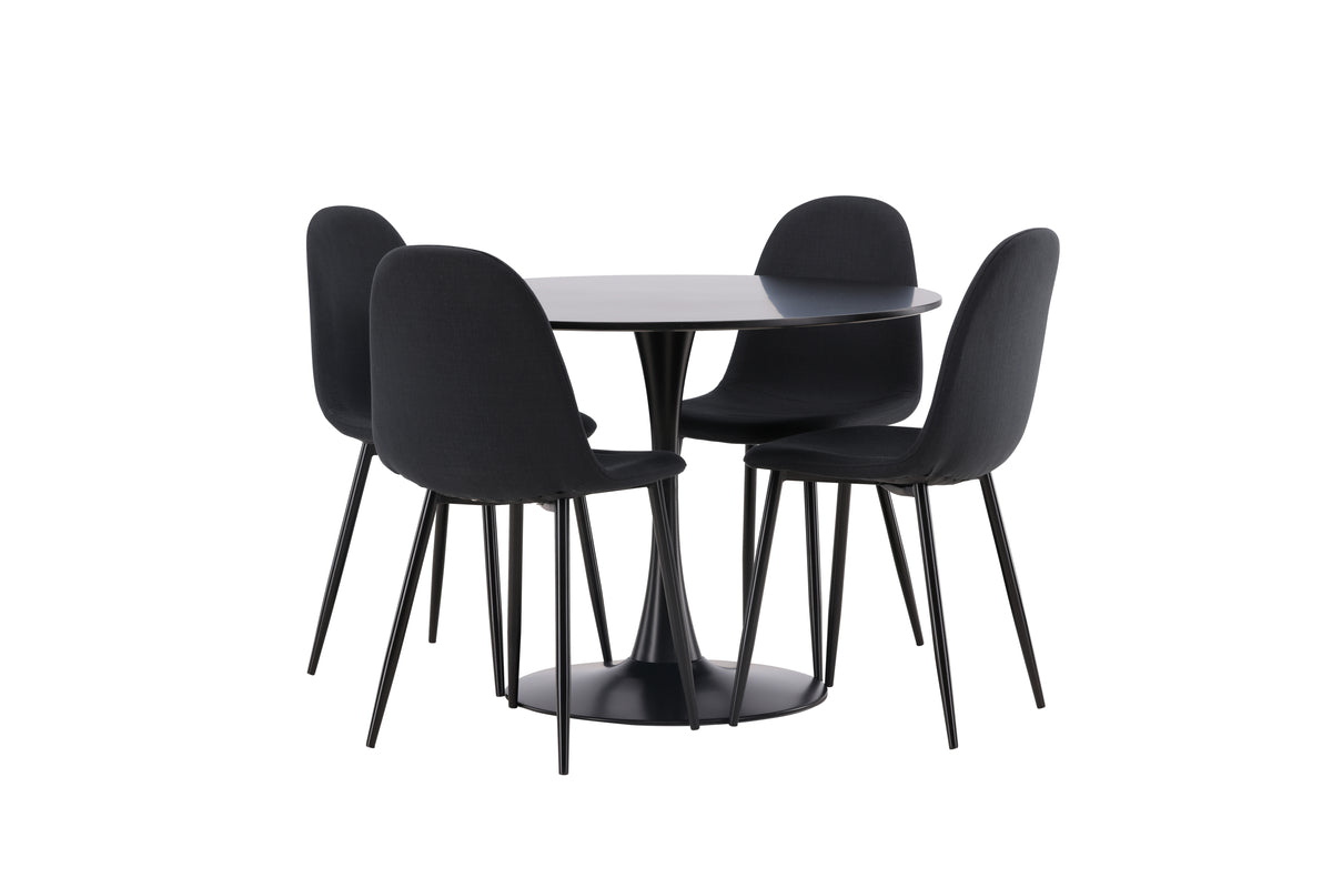 Venture Design Polar & Glade Matstolar 2-pack Svart + Runda Matbord ⌀100 Svart