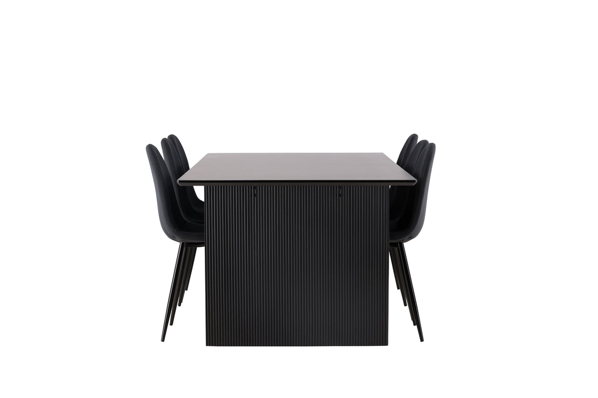 Venture Design Polar & Vail Matstolar 2-pack Svart + Rektangulära Matbord 200 x 100 Svart