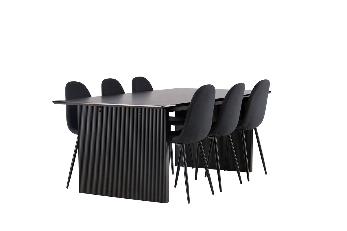 Venture Design Polar & Vail Matstolar 2-pack Svart + Rektangulära Matbord 200 x 100 Svart