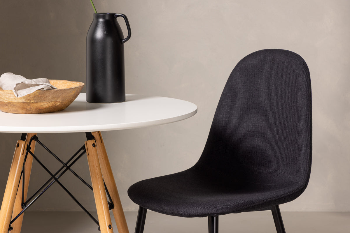 Venture Design Polar & Danburi Matstolar 2-pack Svart + Runda Matbord ⌀60 Vit