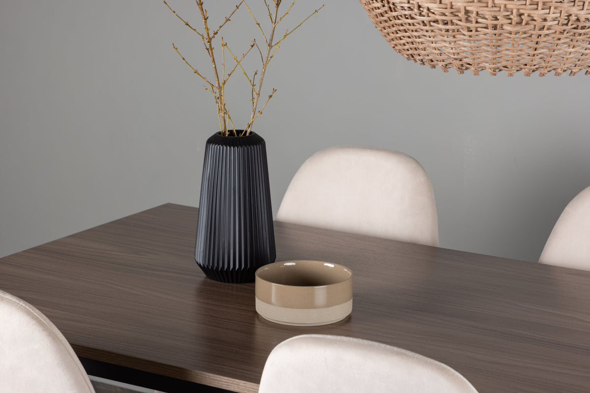 Venture Design Polar & Tempe Matstolar 2-pack Beige + Rektangulära Matbord 140 x 80 Valnöt