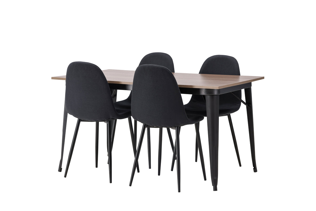 Venture Design Polar & Tempe Matstolar 2-pack Svart + Rektangulära Matbord 140 x 80 Valnöt