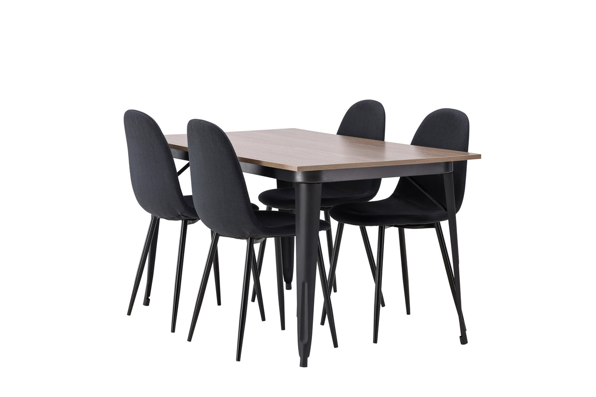 Venture Design Polar & Tempe Matstolar 2-pack Svart + Rektangulära Matbord 140 x 80 Valnöt