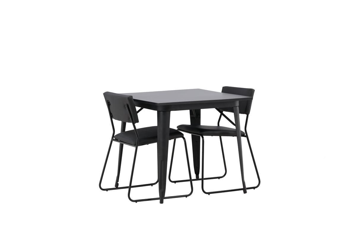 Venture Design Kenth & Tempe Matstolar 2-pack Svart + Rektangulära Matbord 80 x 80 Svart