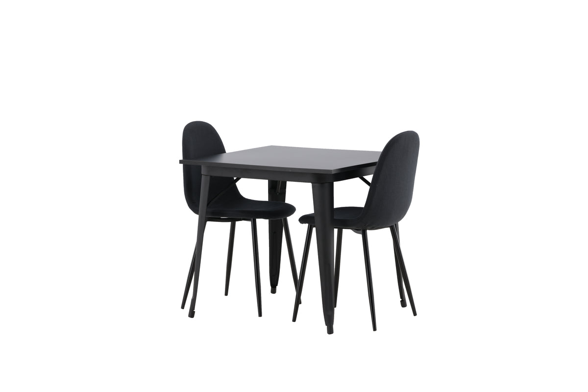 Venture Design Polar & Tempe Matstolar 2-pack Svart + Rektangulära Matbord 80 x 80 Svart