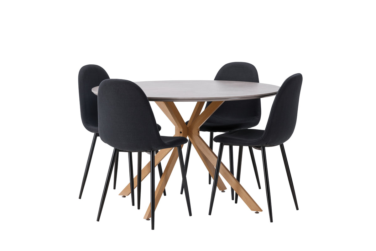 Venture Design Polar & Piazza Matstolar 2-pack Svart + Runda Matbord ⌀120 Grå