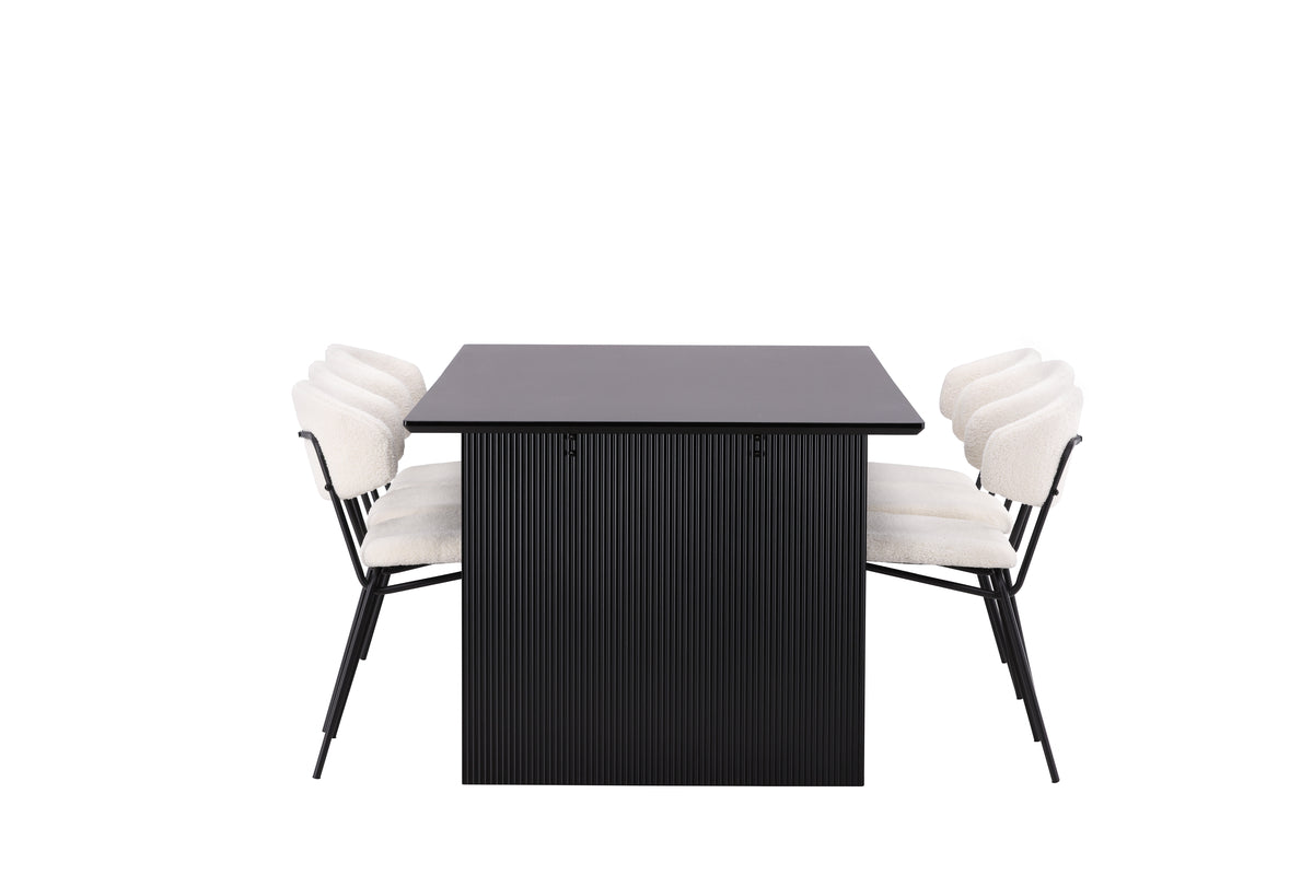 Venture Design Chico & Vail Matstolar 2-pack Vit + Rektangulära Matbord 200 x 100 Svart