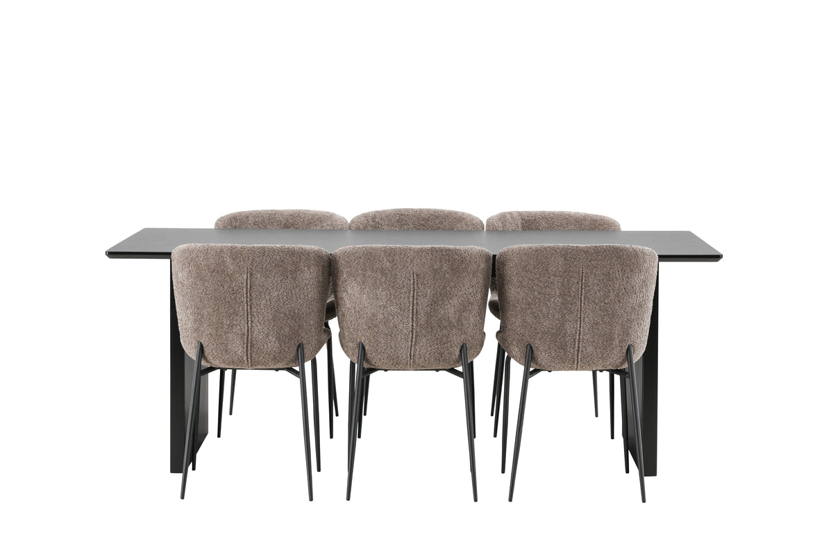 Venture Design Modesto & Vail Matstolar 2-pack Beige + Rektangulära Matbord 200 x 100 Svart