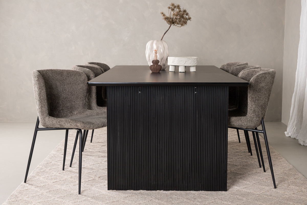 Venture Design Modesto & Vail Matstolar 2-pack Beige + Rektangulära Matbord 200 x 100 Svart