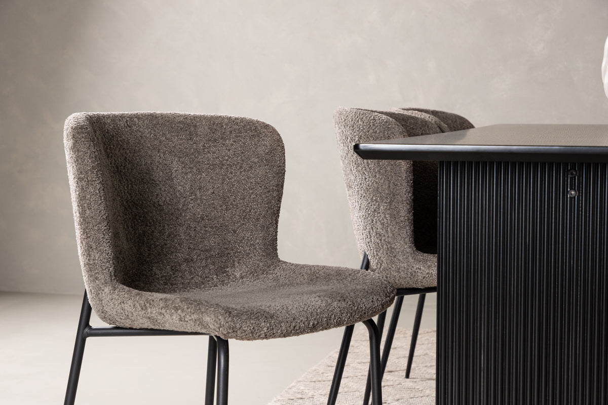 Venture Design Modesto & Vail Matstolar 2-pack Beige + Rektangulära Matbord 200 x 100 Svart