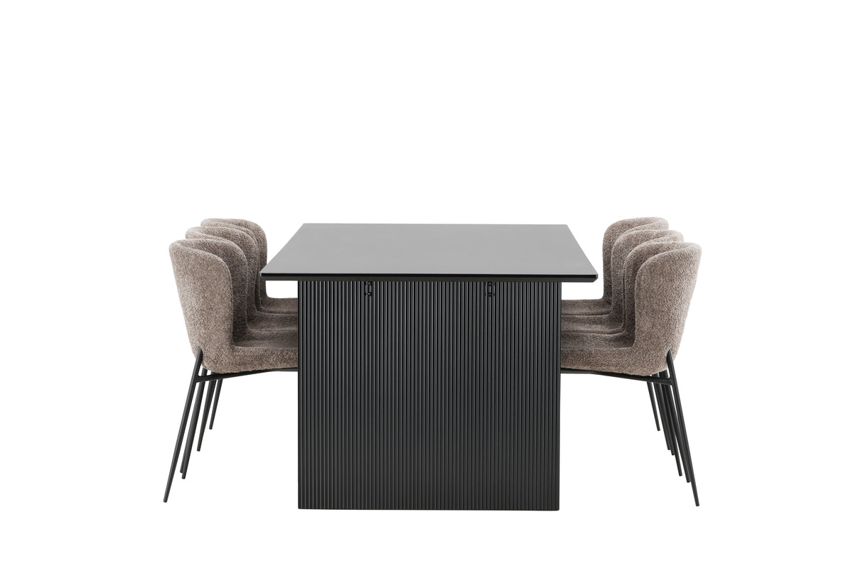 Venture Design Modesto & Vail Matstolar 2-pack Brun + Rektangulära Matbord 200 x 100 Svart