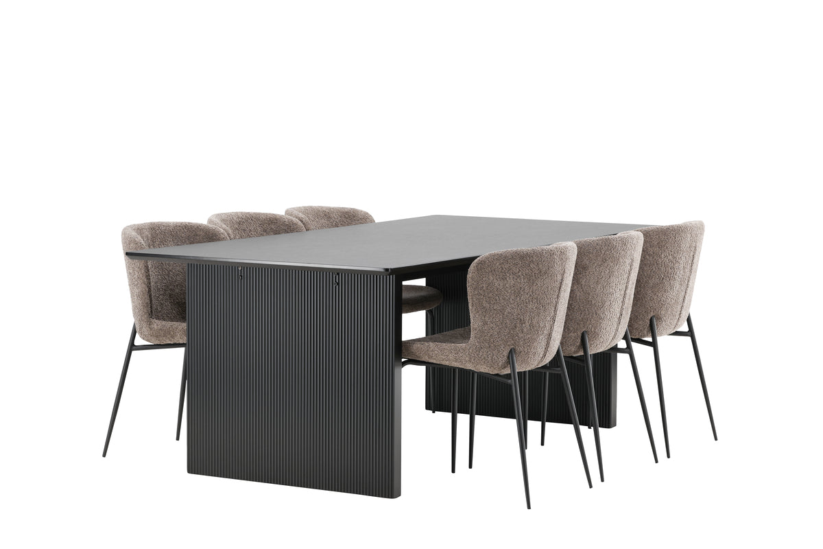 Venture Design Modesto & Vail Matstolar 2-pack Brun + Rektangulära Matbord 200 x 100 Svart