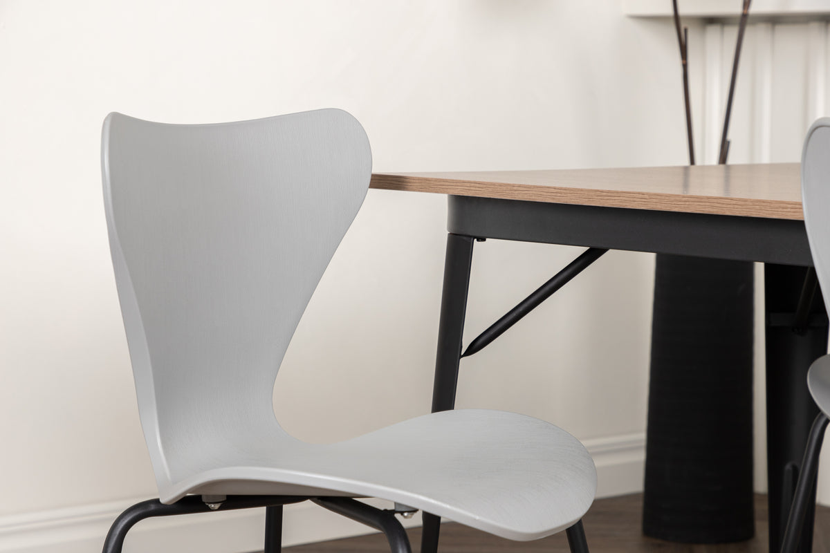 Venture Design Tempe & Estes Matbord 80x140 + Matstolar Ljusgrå